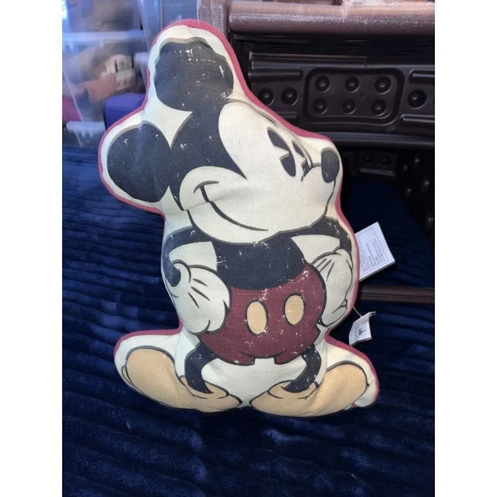 NWT Disney Parks MICKEY MOUSE Rare Couch Canvas Throw Pillow Shaped 17
